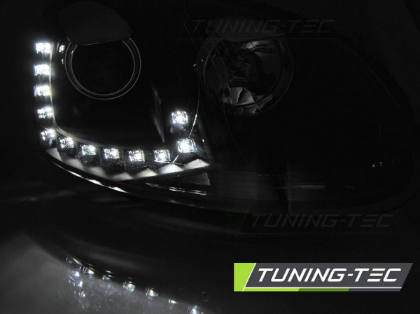 Přední světla s LED denními světly VW Golf 5 03-09 černá