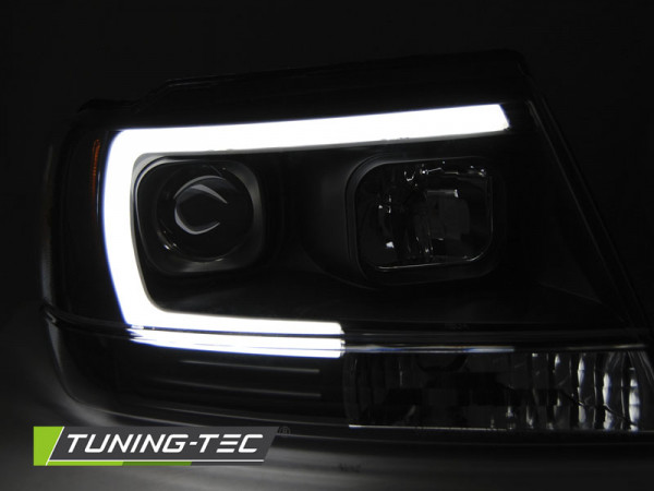 Přední světla s LED tube Chrysler Jeep Grand Cherokee 99-05 černé
