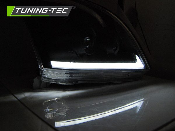 Přední světla s LED bar, LED dynamický blinkr, Toyota Land Cruiser 120 03-09 černá