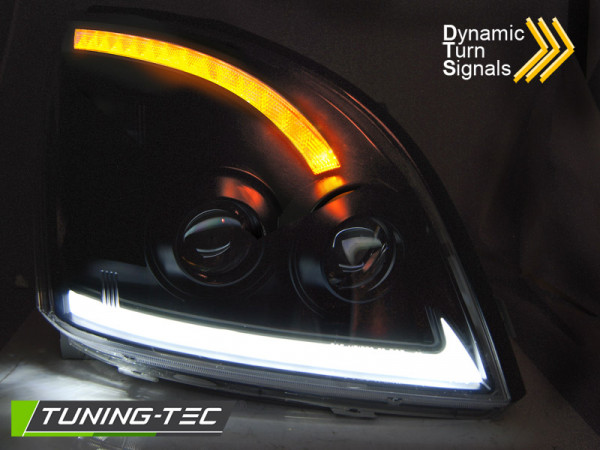 Přední světla s LED bar, LED dynamický blinkr, Toyota Land Cruiser 120 03-09 černá