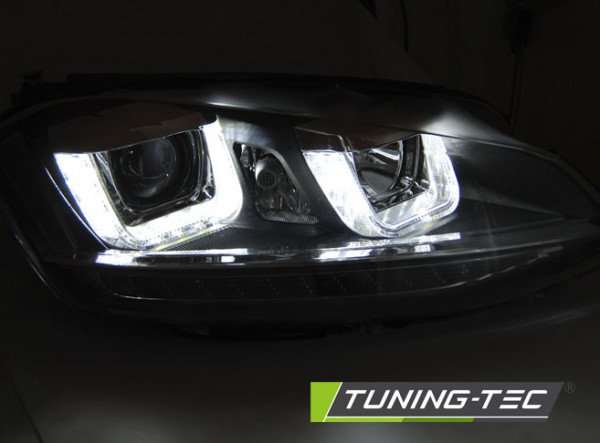 Přední světla U-LED BAR VW Golf 7 9-14 černé redline