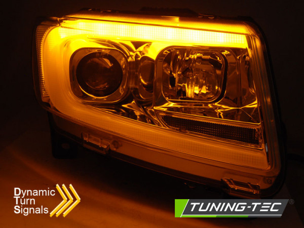 Přední světla s LED TUBE, dynamickým blinkrem Chrysler Jeep Grand Cherokee 11-13 chromová