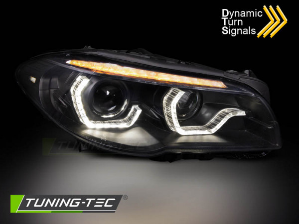 Přední světla s LED dynamickým blinkrem, 3D LED Angel Eyes DRL BMW 5 F10/F11 xenon 10-15 černá