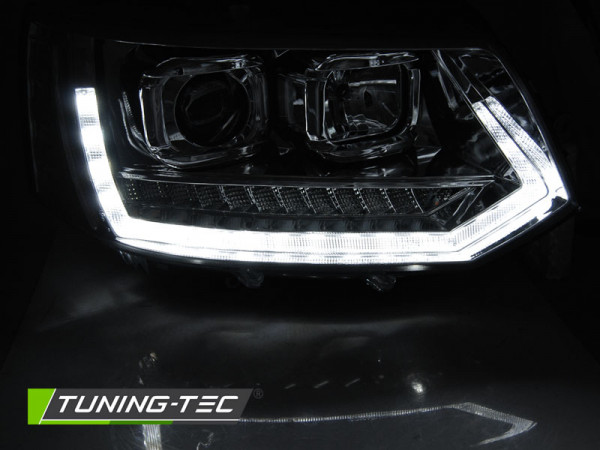 Přední světla LED s denními světly VW T5 09-14 s dynamickým LED blinkrem, chromová