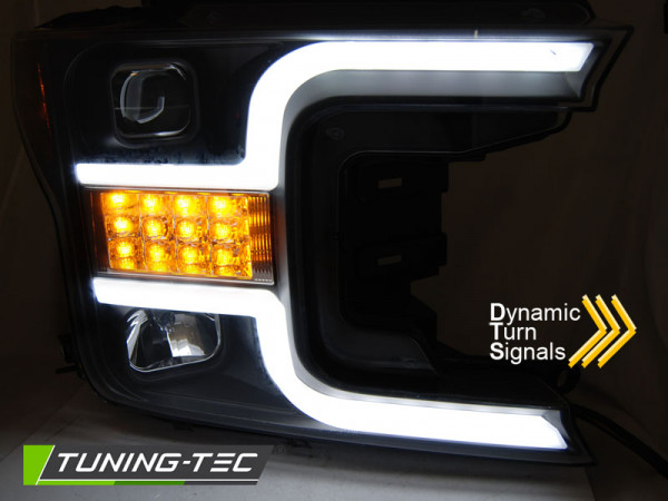 Přední světla s LED bar, LED dynamickým blinkrem Ford F150 MK13 17-20 černá