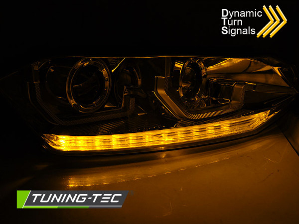 Přední světla s LED dynamickým blinkrem, LED Angel Eyes VW Polo VI 2G 17- chromová