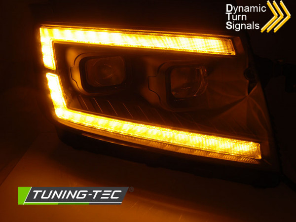 Přední světla s LED dynamickým blinkrem, denní svícení, pro VW Crafter II 17- černá