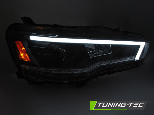 Přední světla s LED dynamickým blinkrem, pro Mitsubishi Lancer 8 (08-16) černá