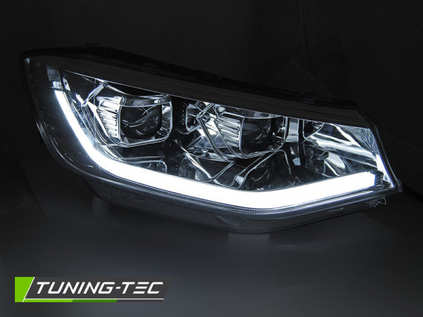 Přední světla s LED denními světly, LED dynamickým blinkrem VW Caddy 20- chromová