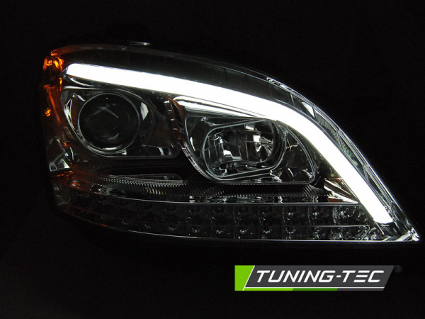 Přední světla s LED, dynamický blinkr Mercedes Benz W164 M-class 05-07 chromová