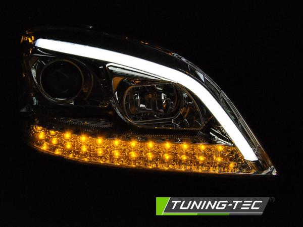 Přední světla s LED, dynamický blinkr Mercedes Benz W164 M-class 05-07 chromová