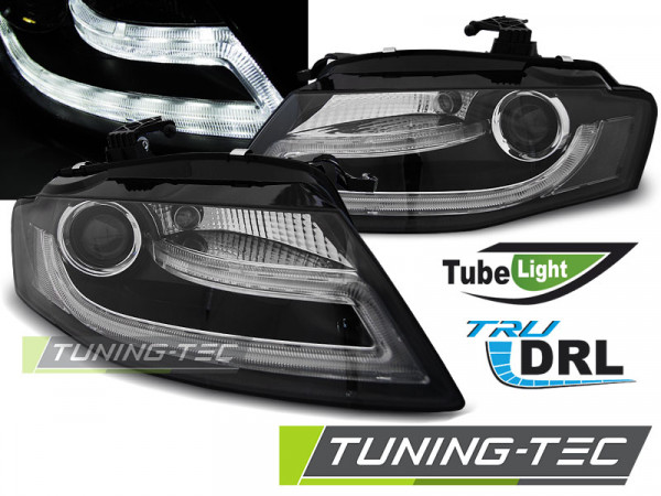 Přední světla s LED denními světly TubeLight Audi A4 B8 08-11 černá