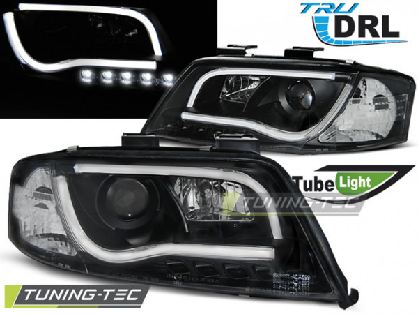Přední světla s LED TubeLights denními světly Audi A6 C5 97-01 černá