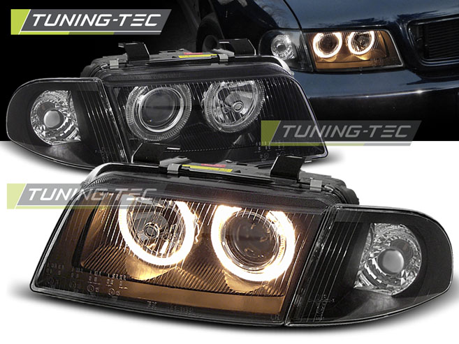 Přední světla angel eyes Audi A4 B5 94-98 černé