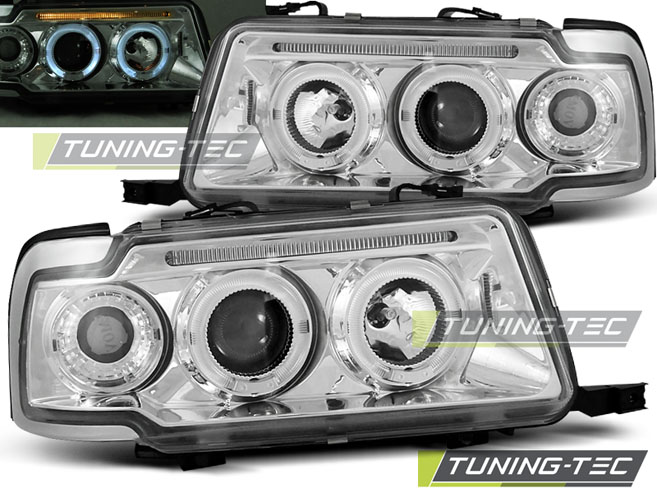 Přední světla angel eyes Audi 80 91-96 chromové