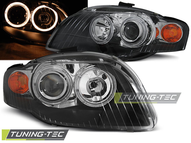 Přední světla angel eyes Audi A4 B7 04-08 černé