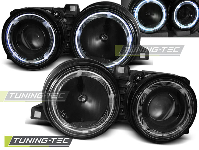 Přední světla angel eyes CCFL BMW E30 černé