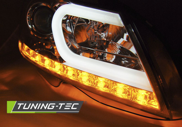 Přední světla LED blinkr TubeLights Mercedes-Benz C W204 11-14 chrom