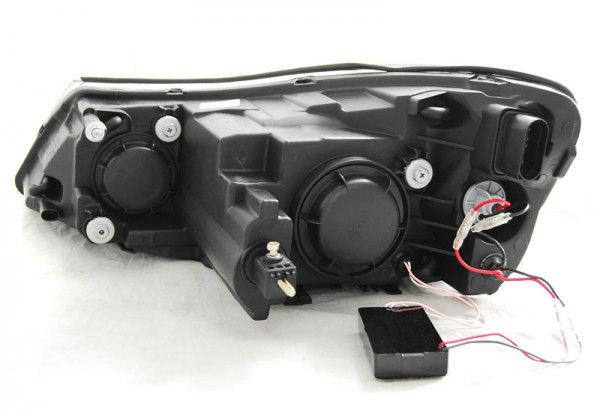 Přední světla s Angel eyes a LED Škoda Octavia II FL 09-12 chrom