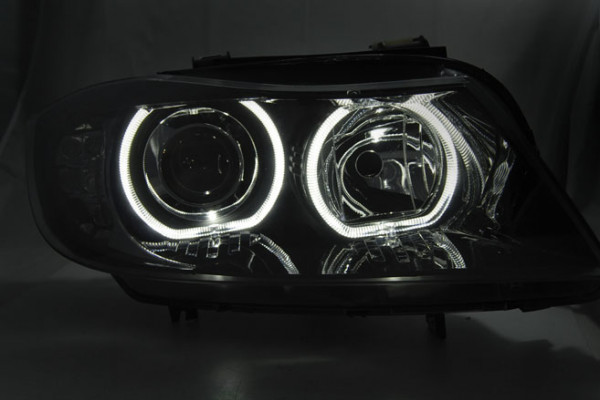 Přední světla s LED Angel Eyes BMW 3 E90/E91 05-11 černá