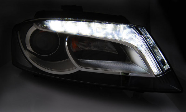 Přední světla s LED denními světly AUDI A3 8P 08-12 černá