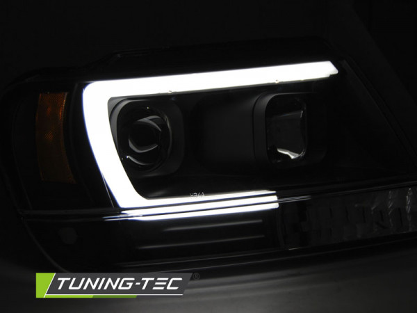 Přední světla s LED tube Chrysler Jeep Grand Cherokee 99-05 černé