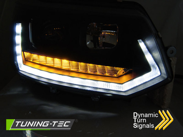 Přední světla LED s denními světly VW T5 09-14 s dynamickým LED blinkrem, černá