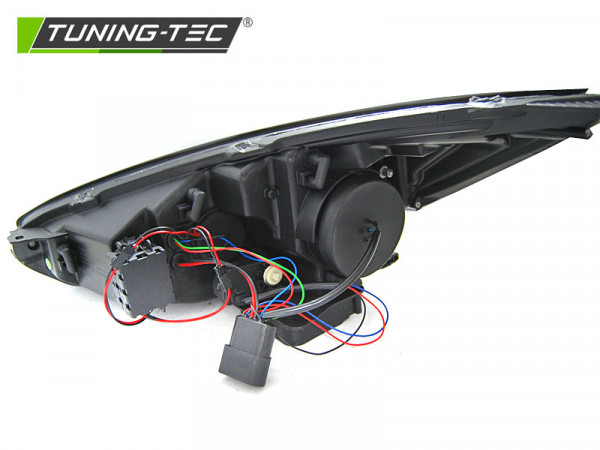 Přední světla s LED denním světlem, SEQ blinkrem, Ford Focus MK3 15-18 chromová