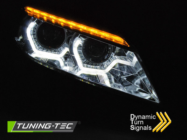 Přední světla 3D LED angel eyes, LED dynamický blinkr, BMW Z 4 E89 03-13 chromová