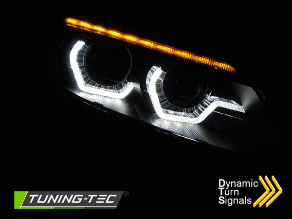 Přední světla 3D LED angel eyes, LED dynamický blinkr, BMW Z 4 E89 03-13 černá