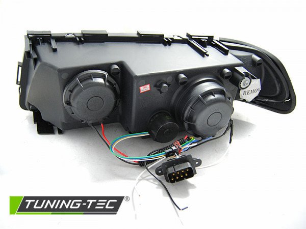 Přední světla 3D LED angel eyes, BMW 7 E38 94-01 černá
