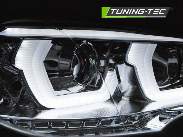 Přední světla 3D LED angel eyes DRL BMW X5 E70 07-13 chromová