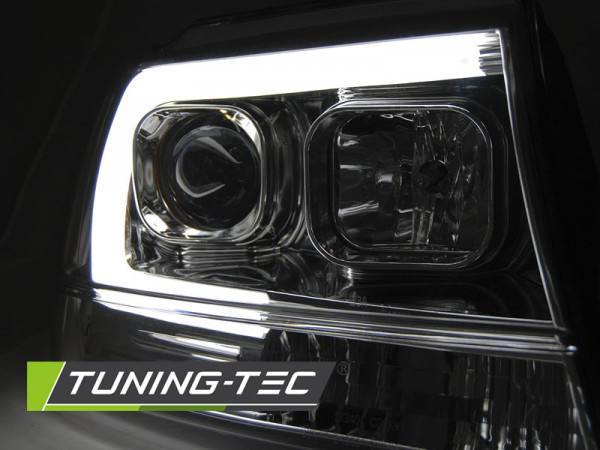 Přední světla s LED tube Jeep Grand Cherokee 99-05 chrom