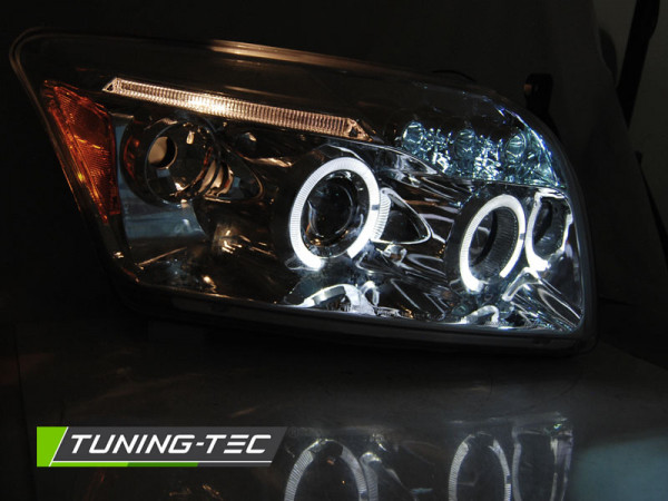 Přední světla angel eyes, LED, Dodge Caliber 06-12 chromová