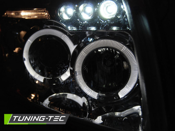Přední světla angel eyes, LED, Dodge Caliber 06-12 chromová