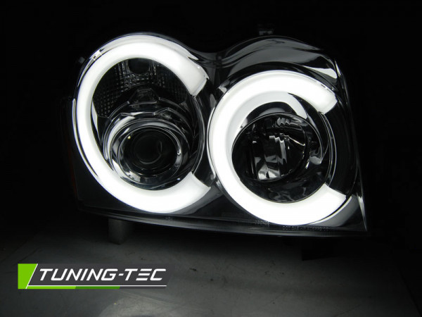 Přední světla s LED TUBE Chrysler Jeep Grand Cherokee 05-08 chromová