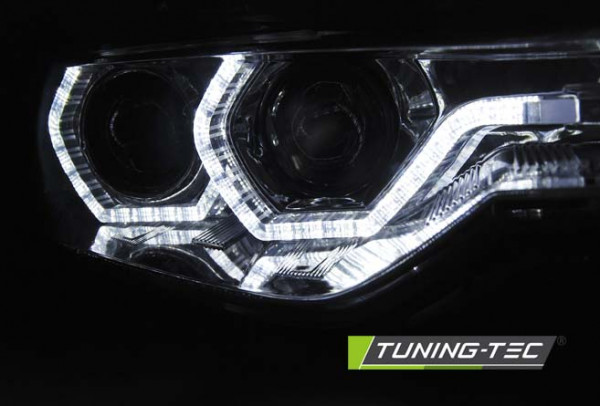 Přední světla s LED Angel Eyes DRL BMW 3 F30/F31 xenon 10-15 chromová