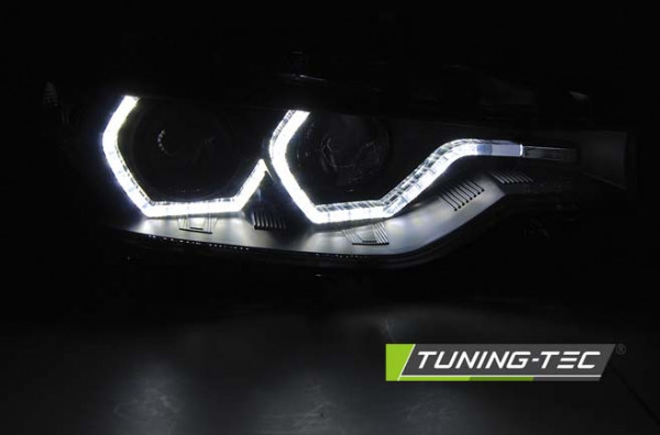 Přední světla s LED Angel Eyes DRL BMW 3 F30/F31 xenon 10-15 černá