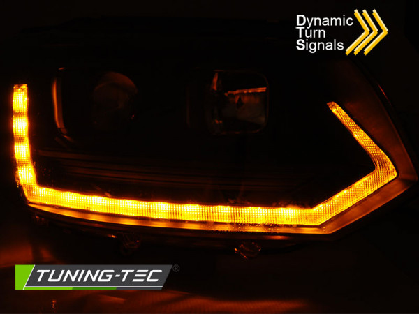 Přední světla LED s denními světly VW T5 09-15 s dynamickým LED blinkrem, T6 style, černá