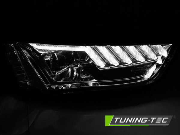 Přední světla s LED dynamickým blinkrem, denní svícení, pro AUDI A4 B8 12-15 xenon chromová