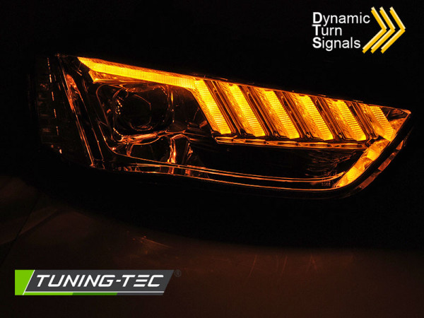 Přední světla s LED dynamickým blinkrem, denní svícení, pro AUDI A4 B8 12-15 xenon chromová