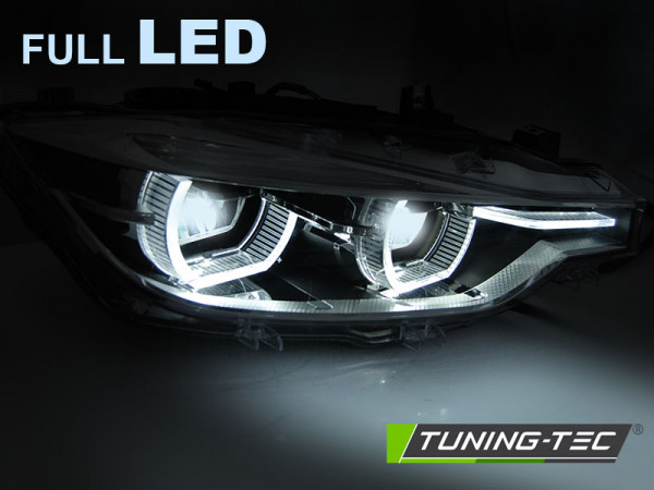 Přední světla full LED 3D Angel Eyes DRL BMW 3 F30/F31 LCI 15-18 černá