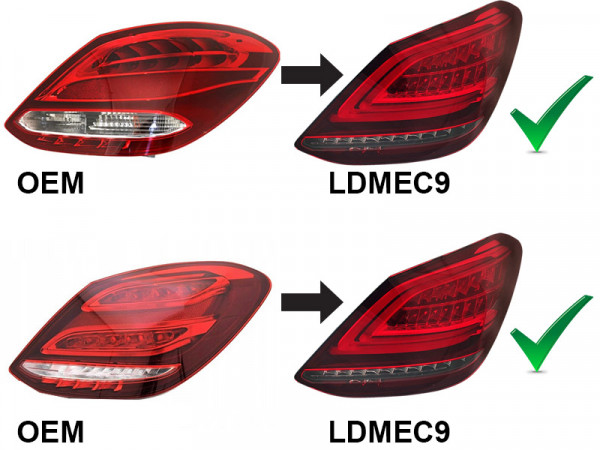 Zadní světla LED s LED dynamickým blinkrem pro Mercedes-Benz C W205 14-18 červená