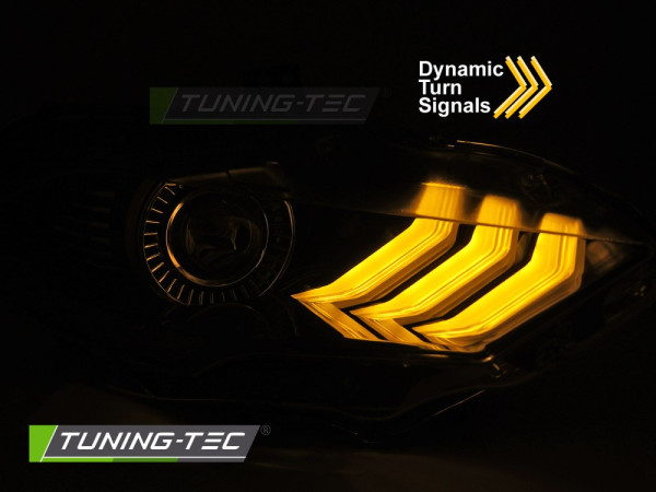 Přední světla LED, LED denní světla pro FORD MUSTANG 2018-2021 černá, RGB blinkr