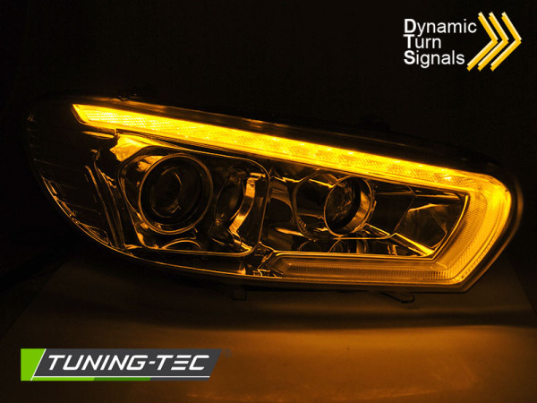 Přední světla s LED denními světly, LED dynamickým blinkrem VW Scirocco 14-17 chromová