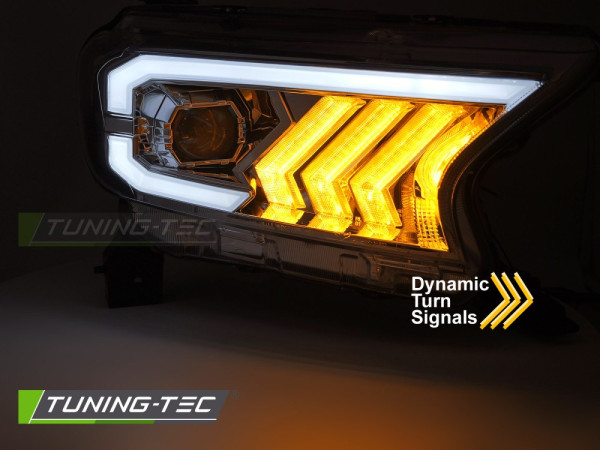 Přední světla s LED pro FORD RANGER V 2016-2022 chrom