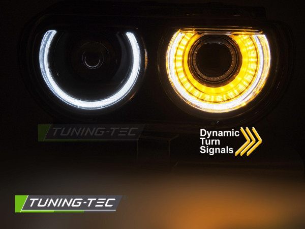 Přední světla s LED pro DODGE CHALLENGER 2008-2014 černá
