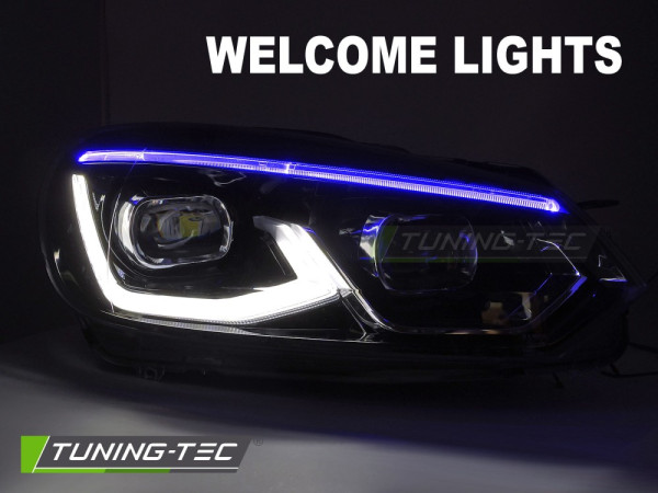 Přední světla s LED pro VW Golf 6 2008-2013 černá