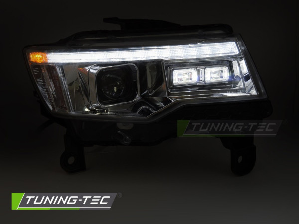 Přední světla s LED, LED denní světla, pro JEEP GRAND CHEROKEE 2014-2021 chromová