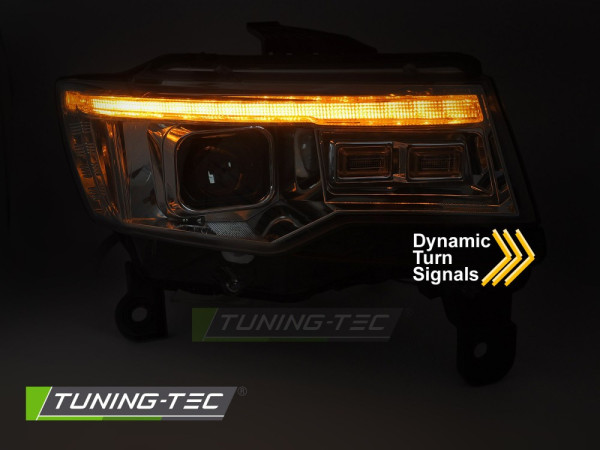 Přední světla s LED, LED denní světla, pro JEEP GRAND CHEROKEE 2014-2021 chromová